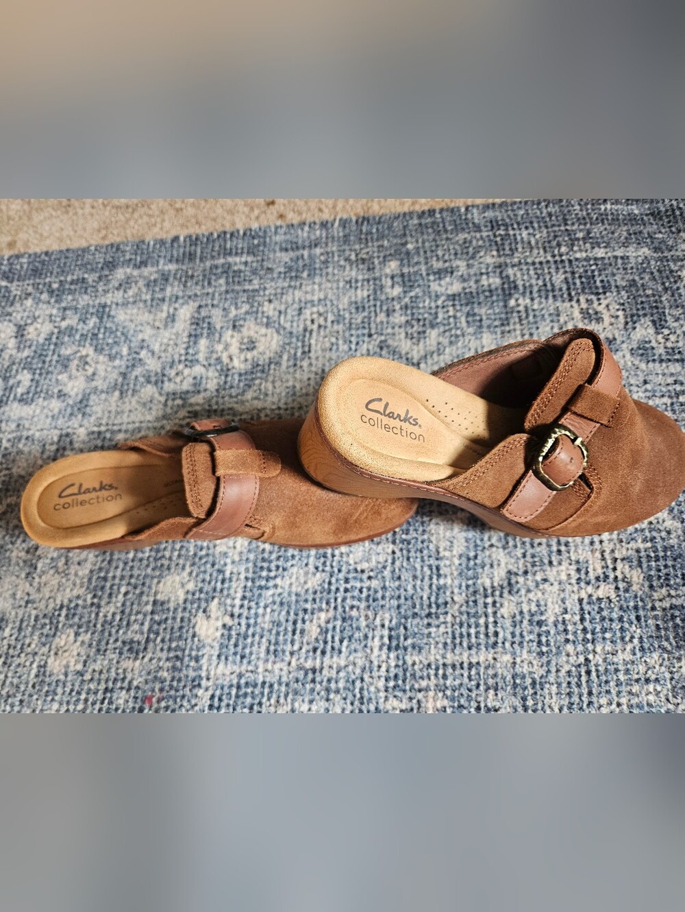 Clarks Collection Women's Brown Suede Mary Jane Wedges